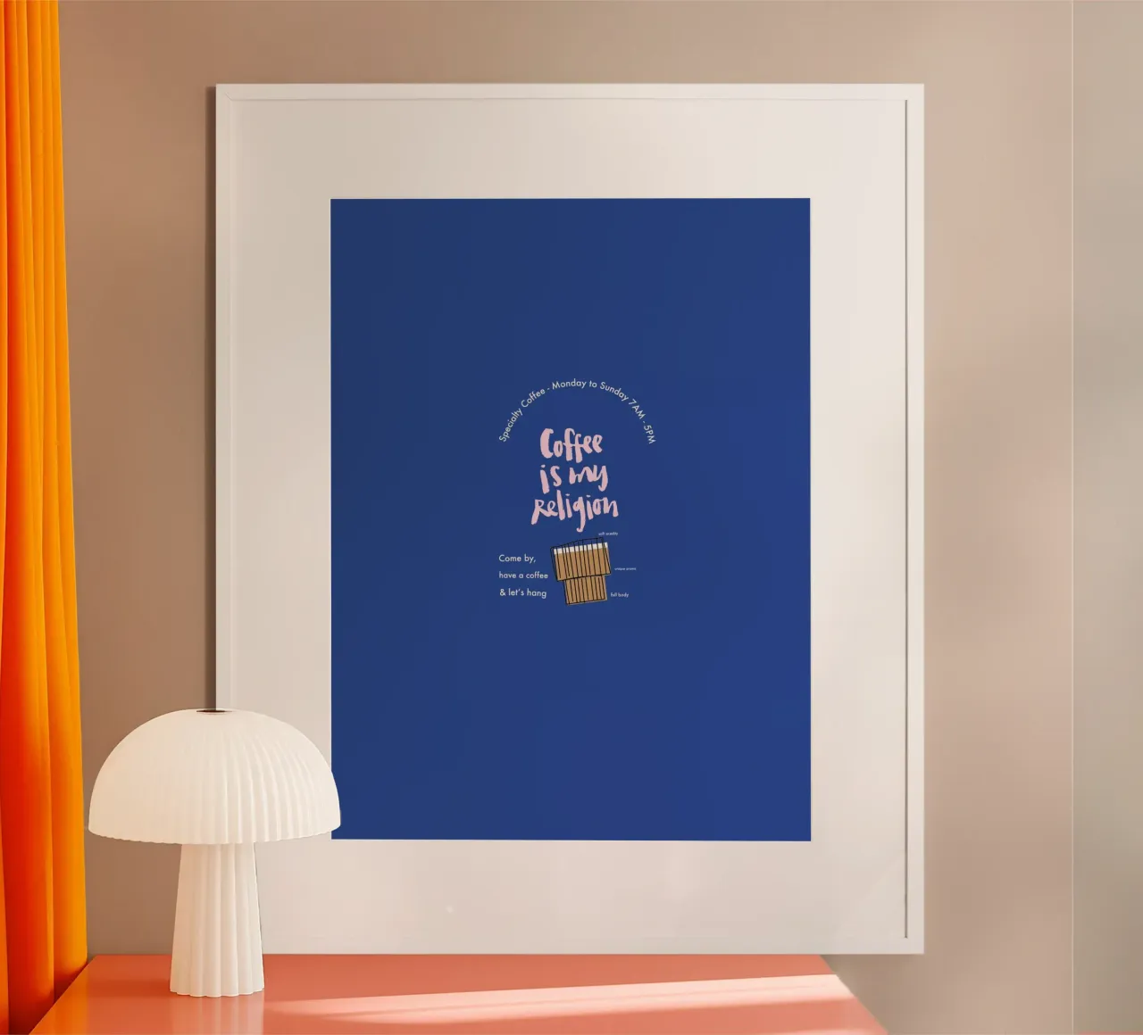Coffee is my religion poster con telaio in alluminio da Brushmeetspaper
