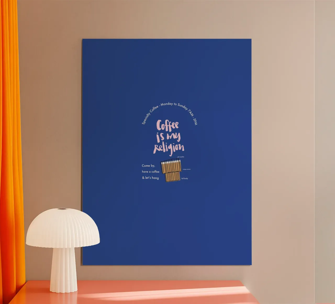 Coffee is my religion poster con telaio in alluminio da Brushmeetspaper