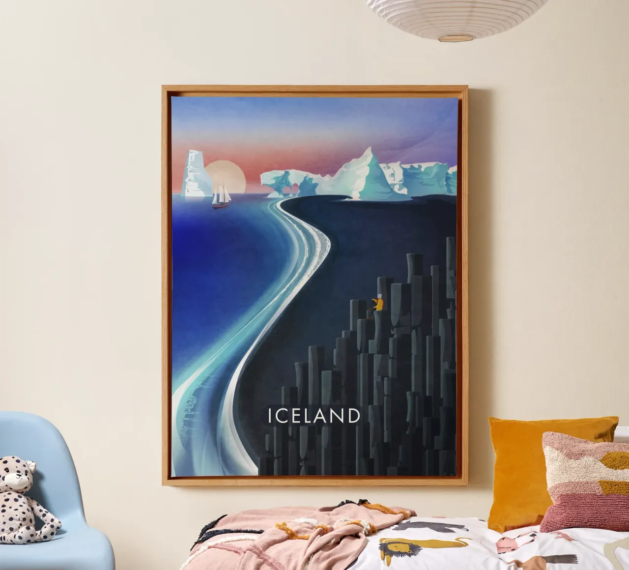 Reisposter IJsland canvas met Baklijst van Emel Tunaboylu