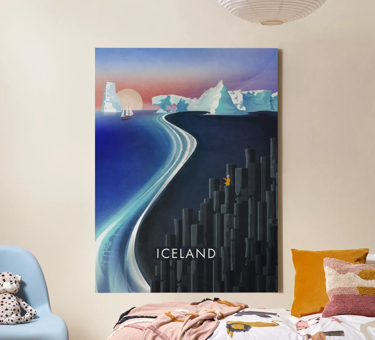 Reisposter IJsland canvas met Baklijst van Emel Tunaboylu