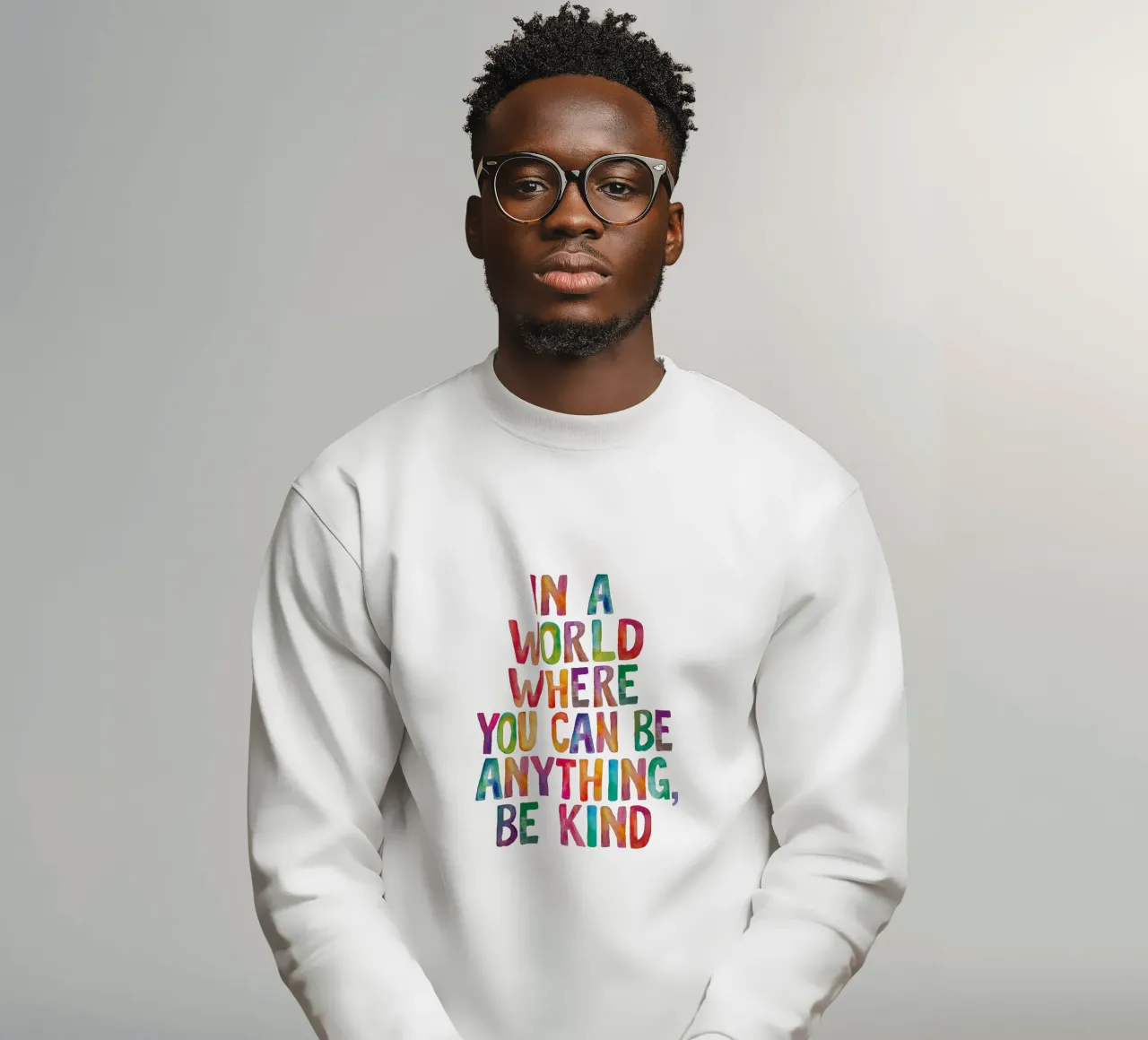 In un mondo in cui si può essere qualsiasi cosa, sii gentile Typografie felpa da THE MOTIVATED TYPE