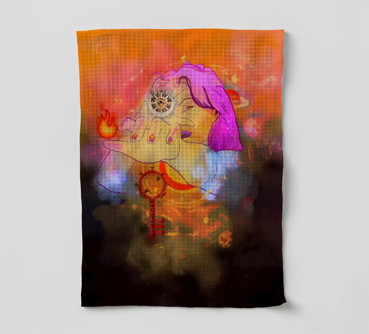Portal of Perception tea towel by Raquel Leyva
