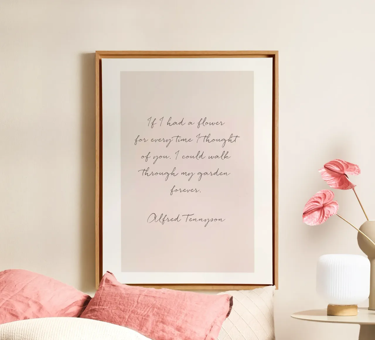 Inspirational quote - Romantic typography art canvas with Floater frame by Whole©