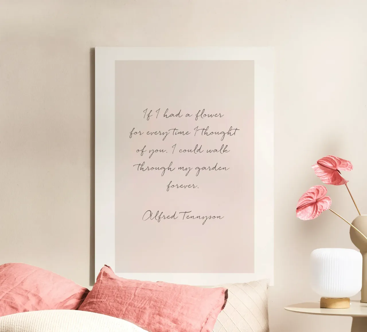 Inspirational quote - Romantic typography art canvas with Floater frame by Whole©