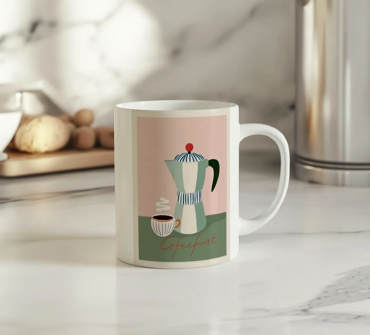 First Things First ceramic mug by cityart