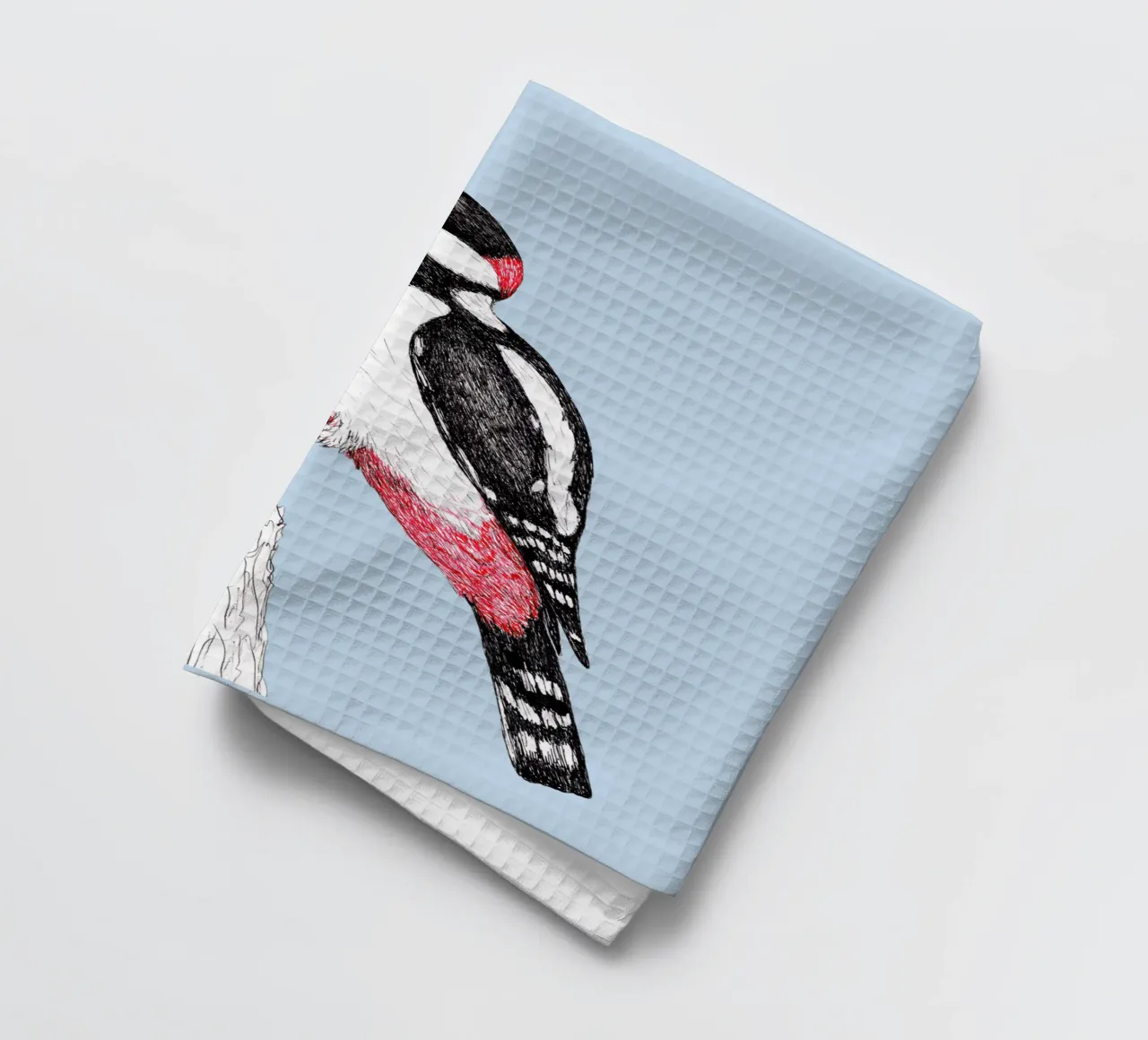 Great spotted woodpecker tea towel by BwiseLizzy