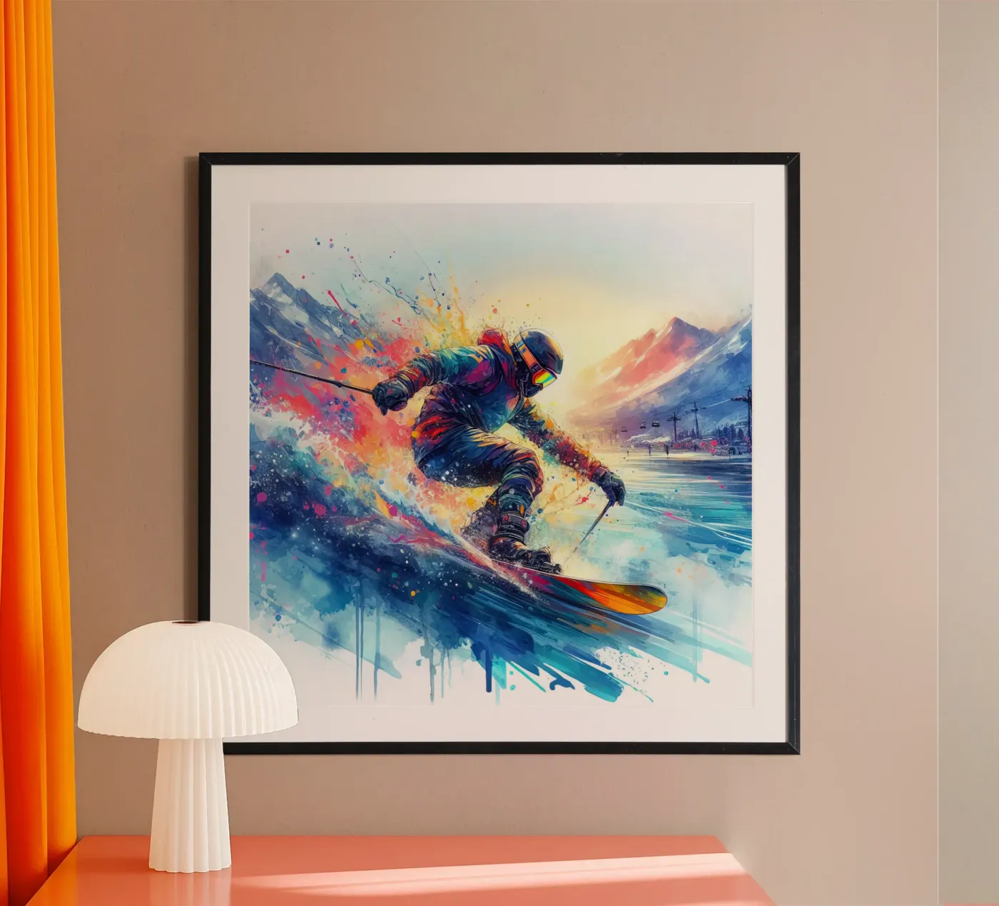 Sciatore acquerellato poster da SportBrush Studio