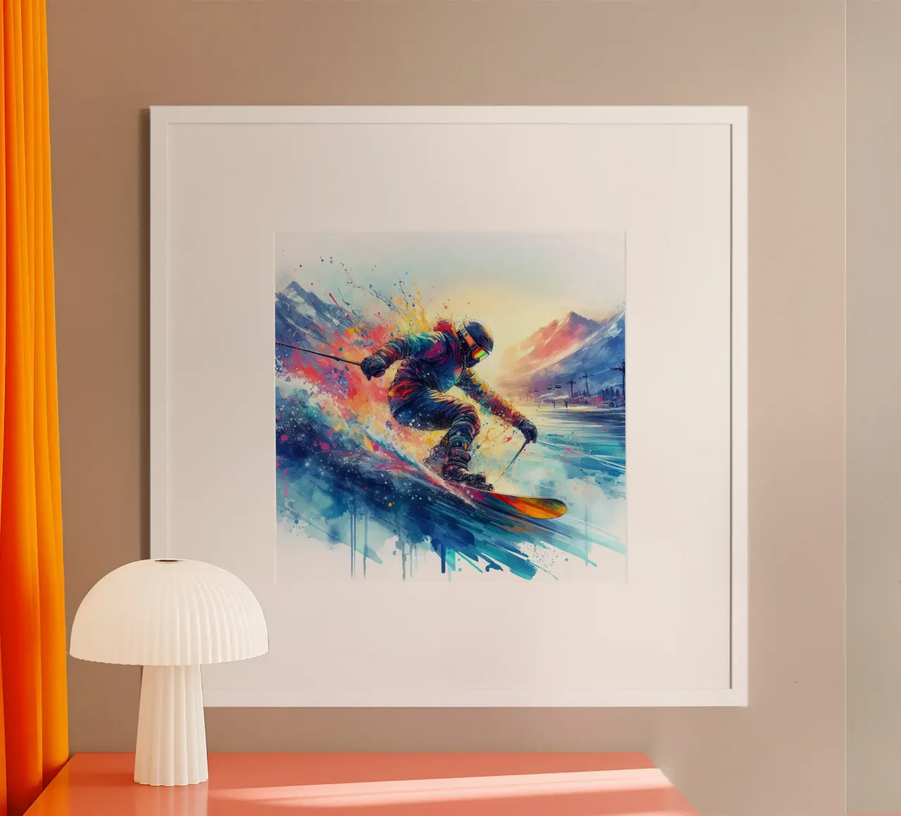 Sciatore acquerellato poster da SportBrush Studio