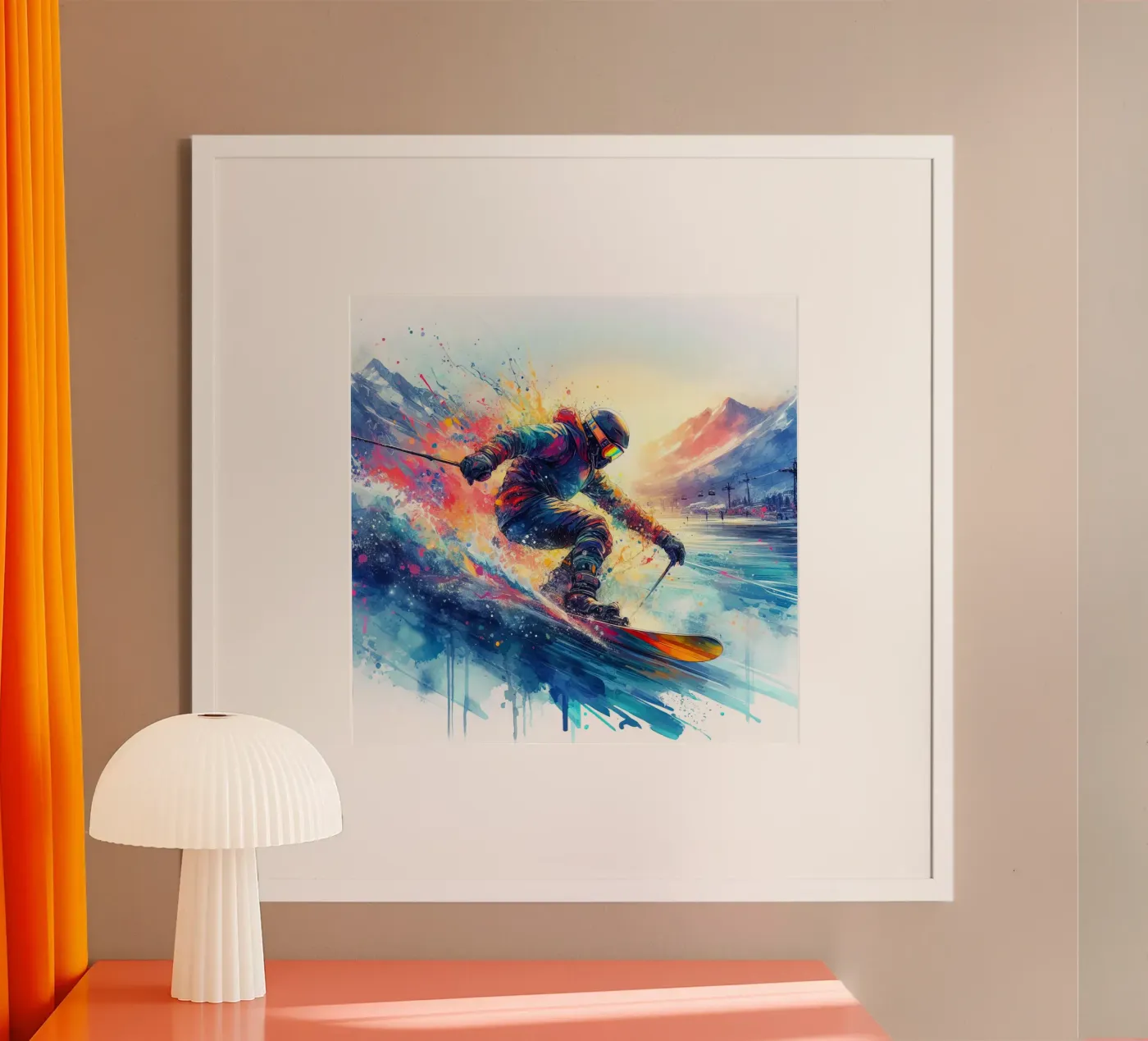 Sciatore acquerellato poster da SportBrush Studio