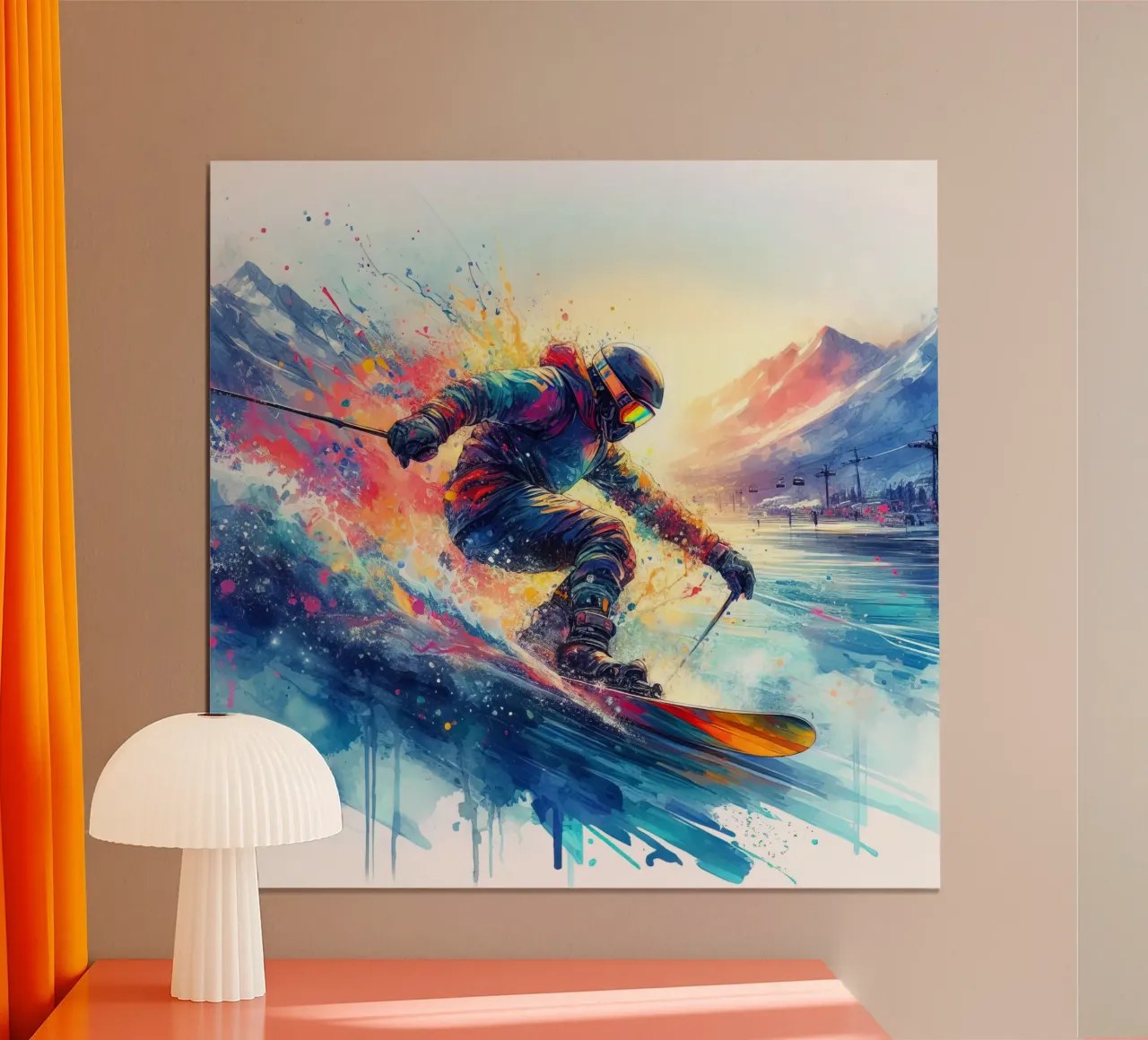 Sciatore acquerellato poster da SportBrush Studio