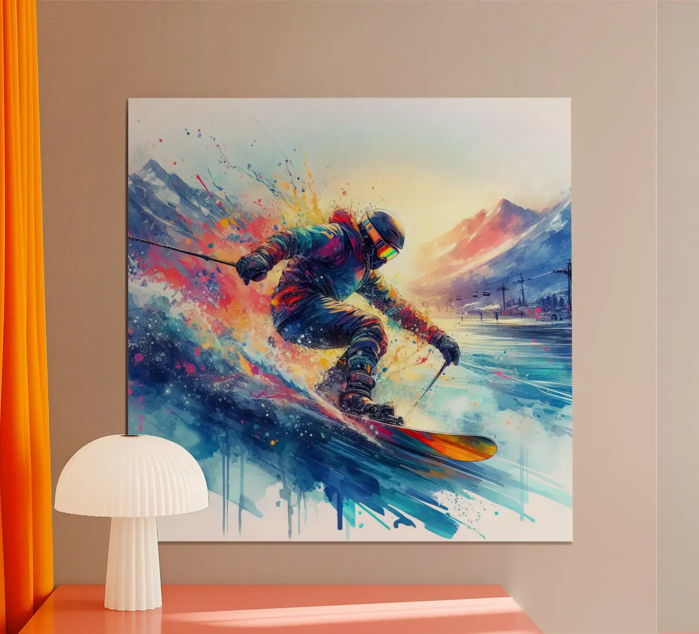 Sciatore acquerellato poster da SportBrush Studio