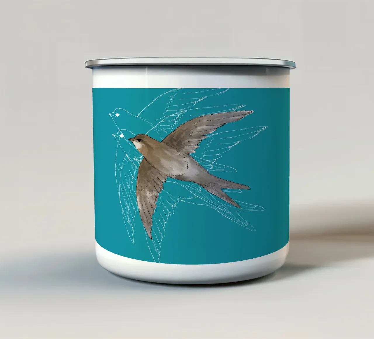 Il rondone comune nell'aria tazza in smalto da BwiseLizzy