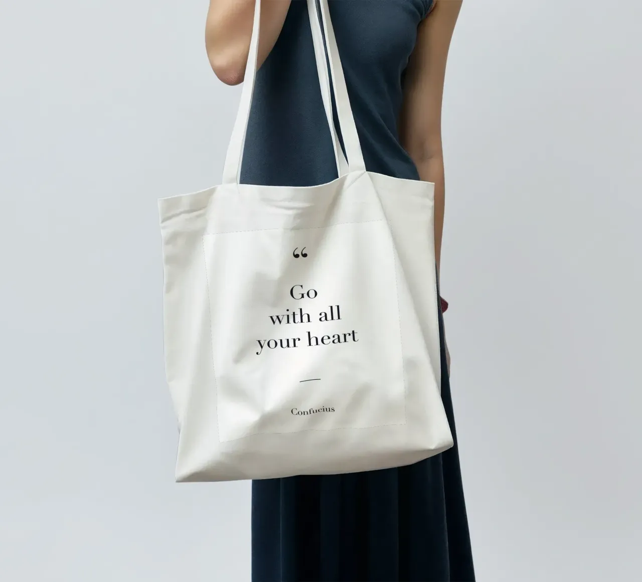 Inspirerende quote - Confucius typografie jute draagtas van Whole©