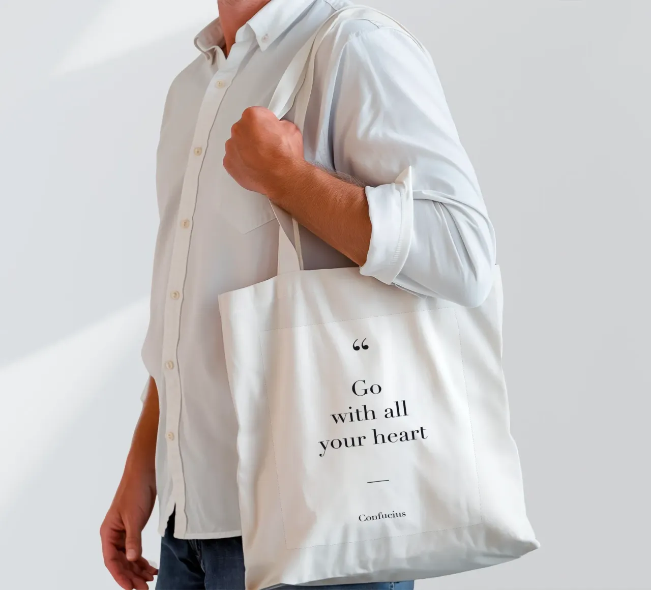 Inspirerende quote - Confucius typografie jute draagtas van Whole©