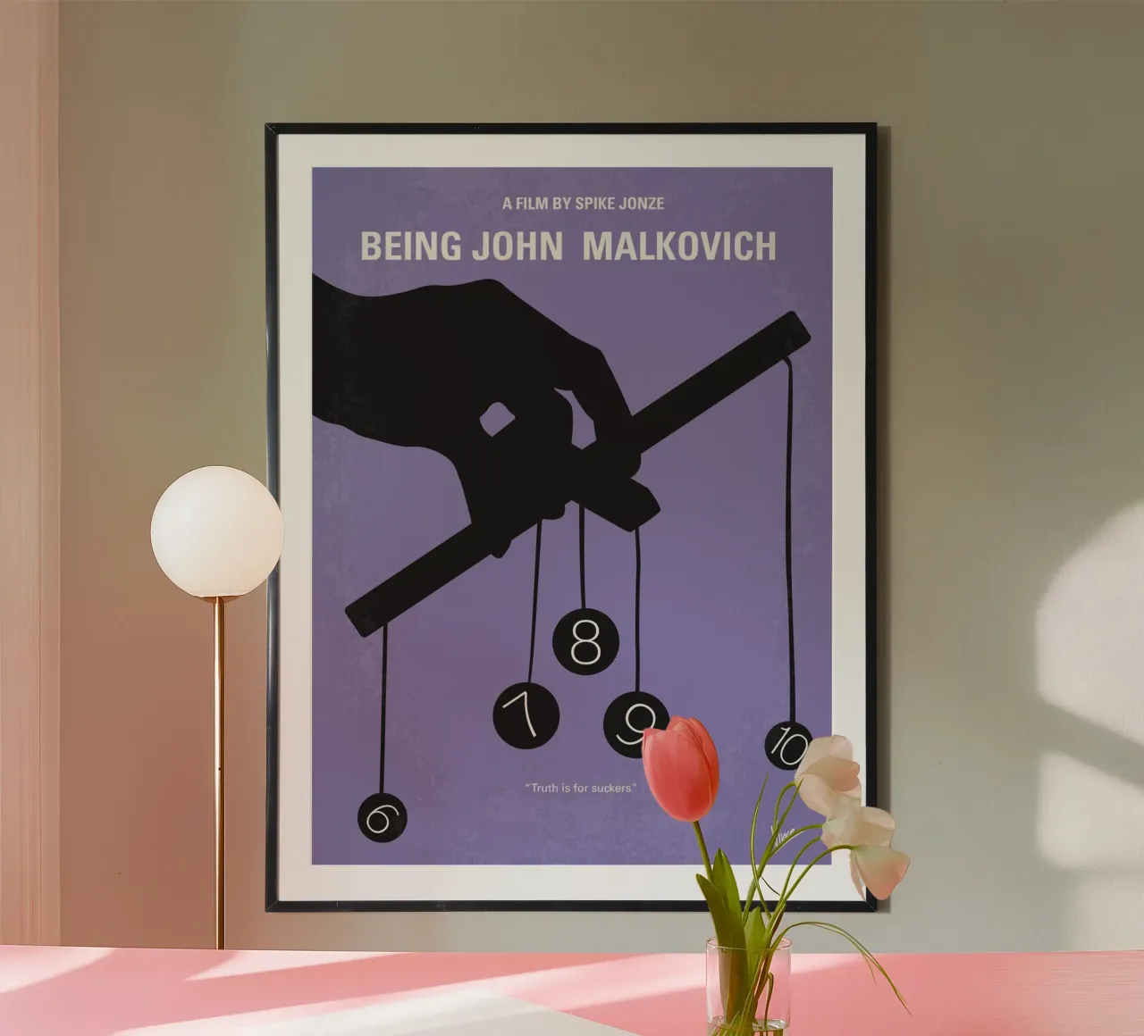 No009 My Being John Malkovich minimal movie poster poster con telaio in plastica da Chungkong