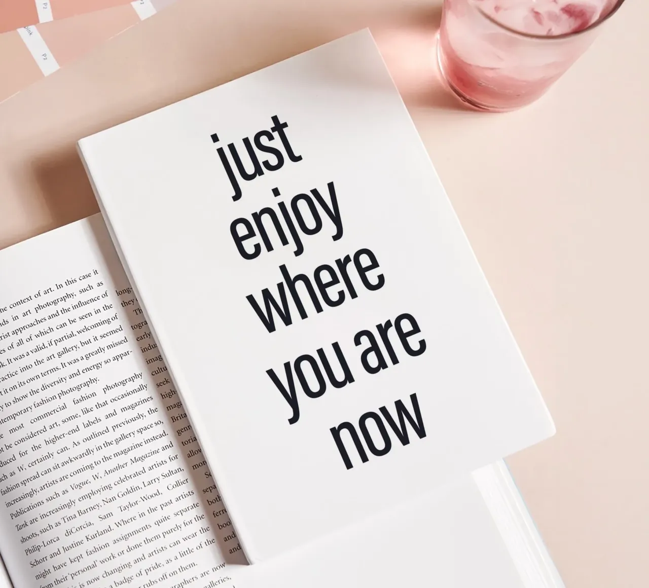 Minimalist quote mural - Just Enjoy Now notebook by Whole©