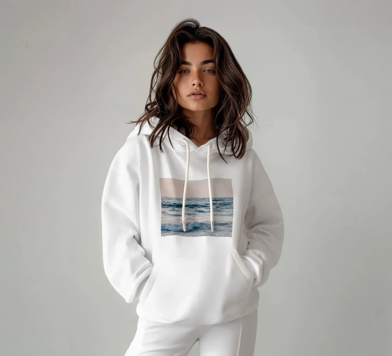 Murale con le onde del mare - pace e relax sulla spiaggia felpa con cappuccio da Whole©