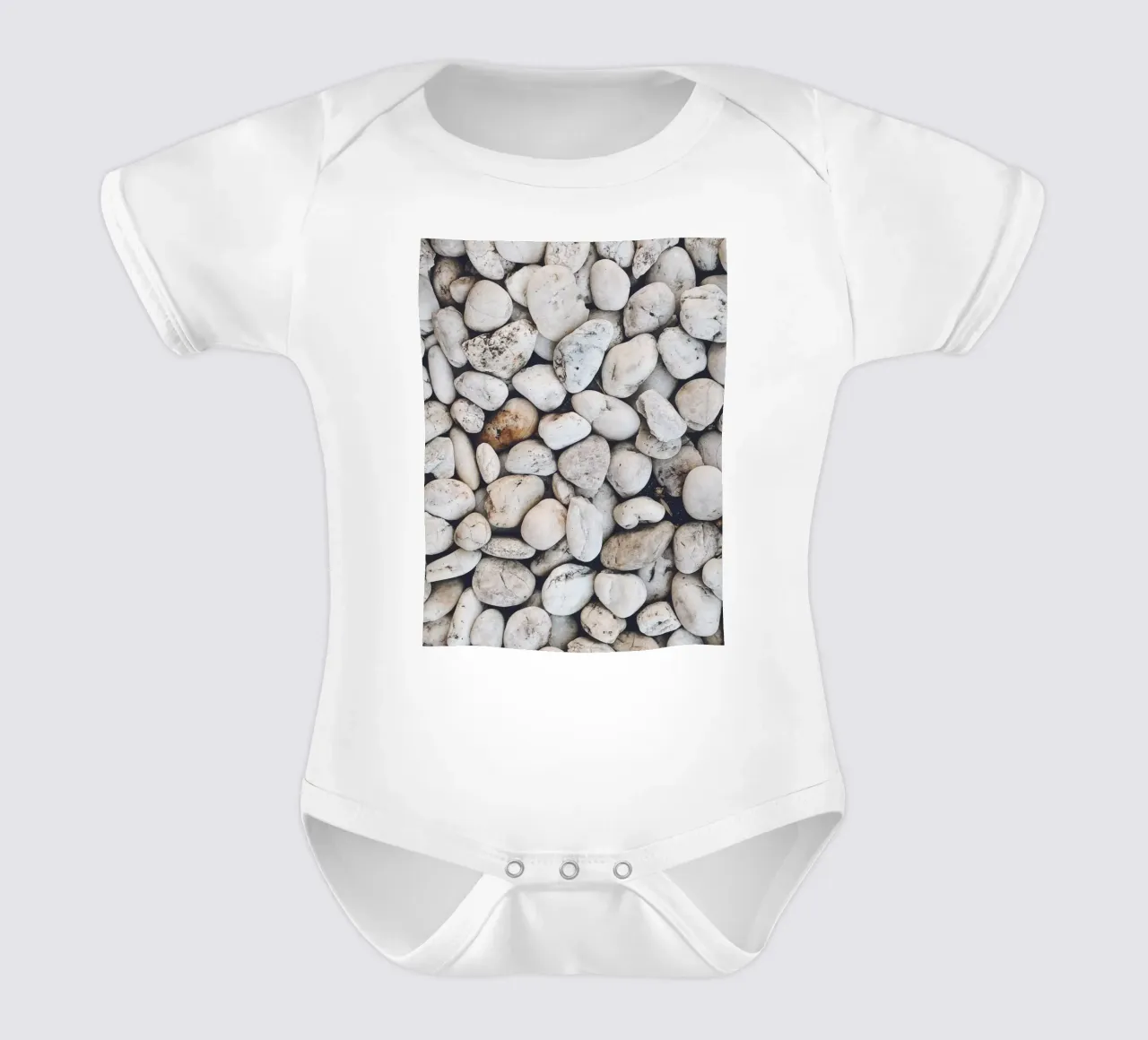 Natural pebble design - Minimalist stone pattern short-sleeve baby romper by Whole©