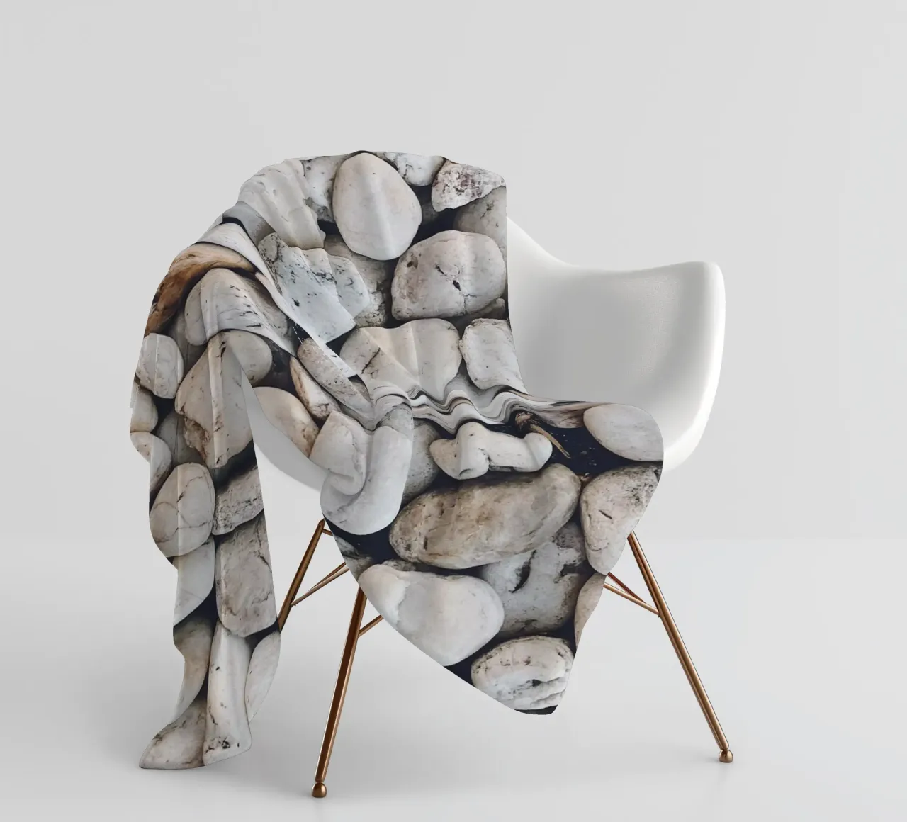 Natural pebble design - Minimalist stone pattern fleece blanket by Whole©