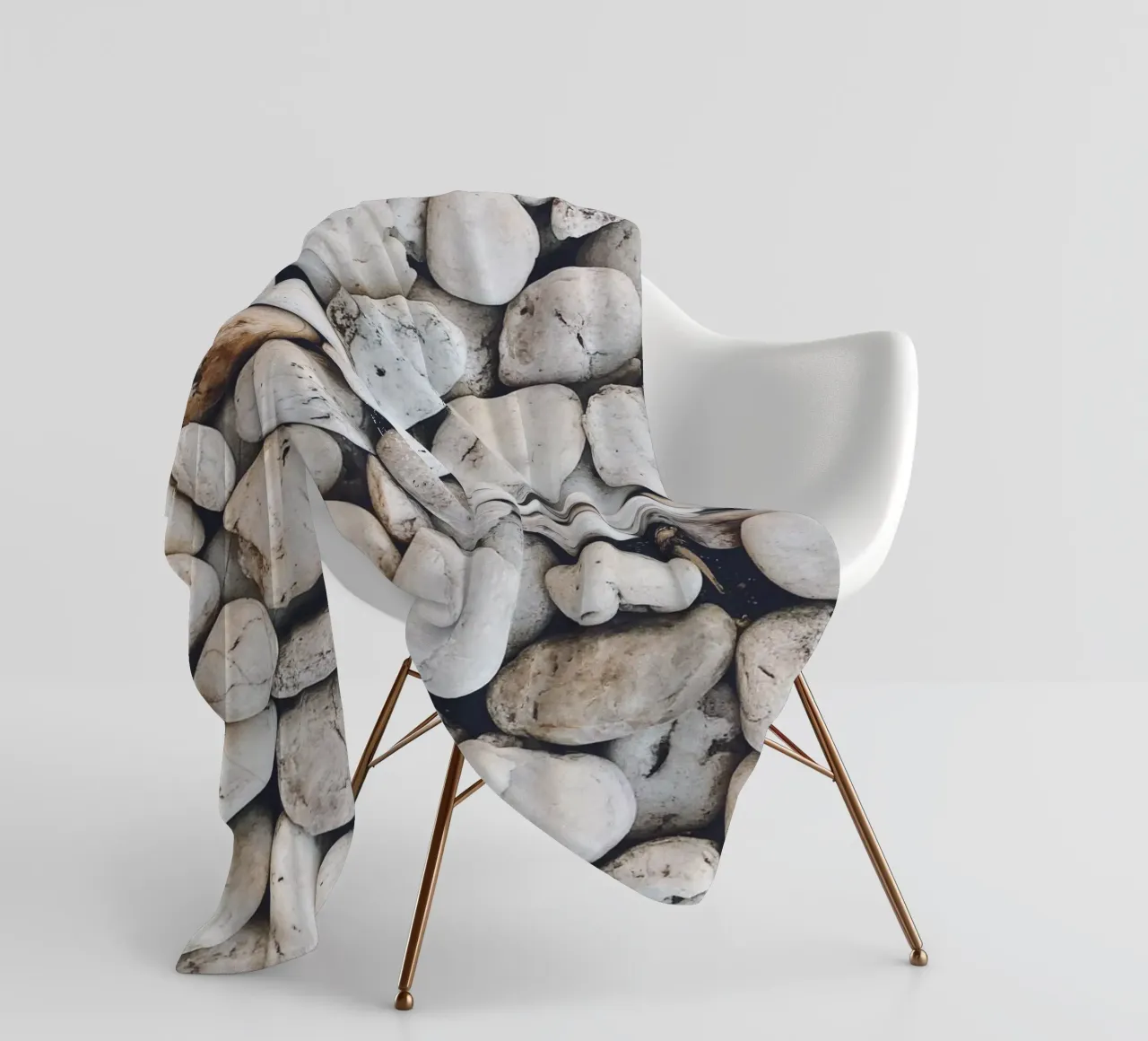 Natural pebble design - Minimalist stone pattern fleece blanket by Whole©