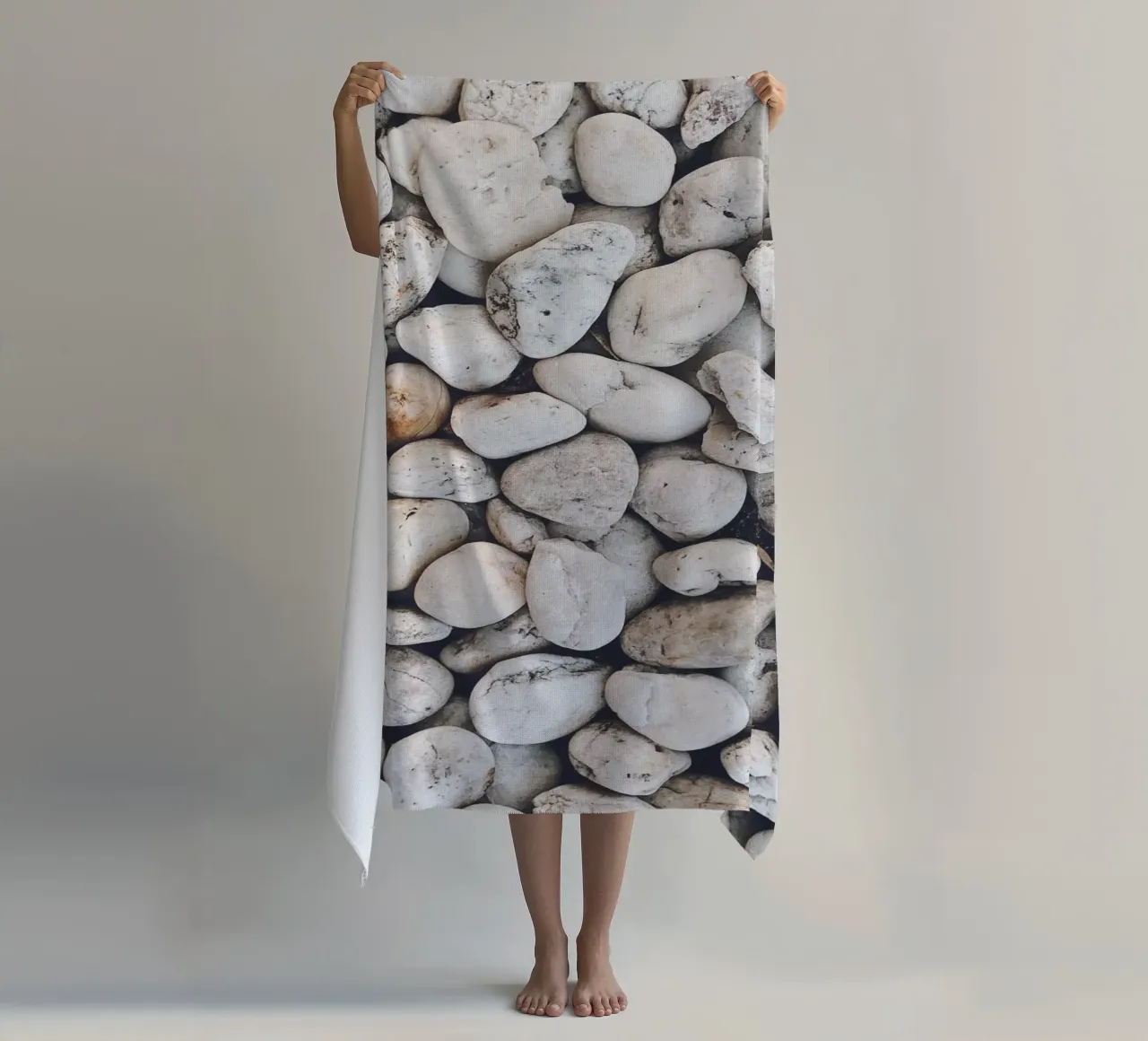 Natural pebble design - Minimalist stone pattern beach towel by Whole©