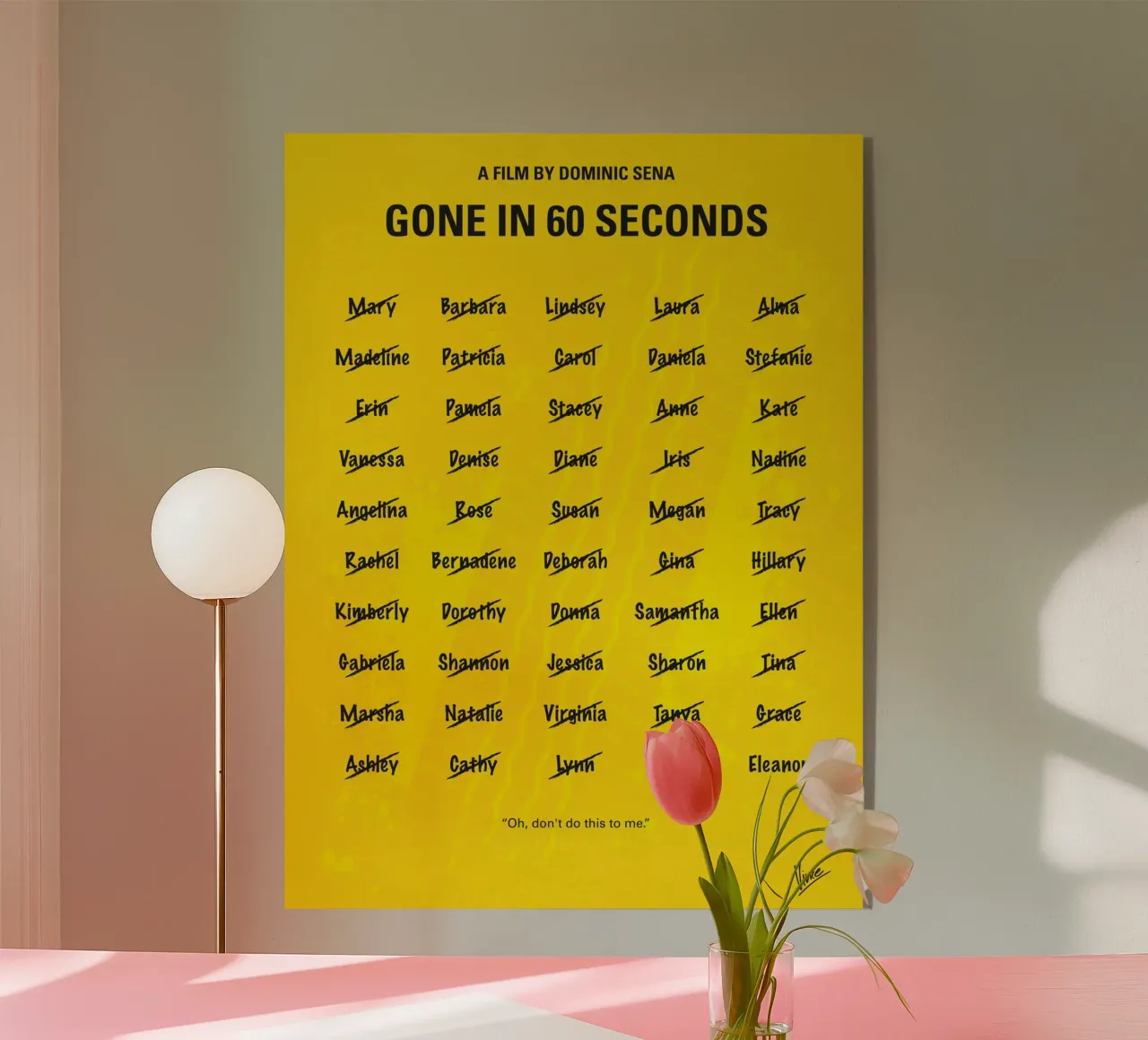 No032 My Gone In 60 Seconds minimal movie poster plexiglass da Chungkong