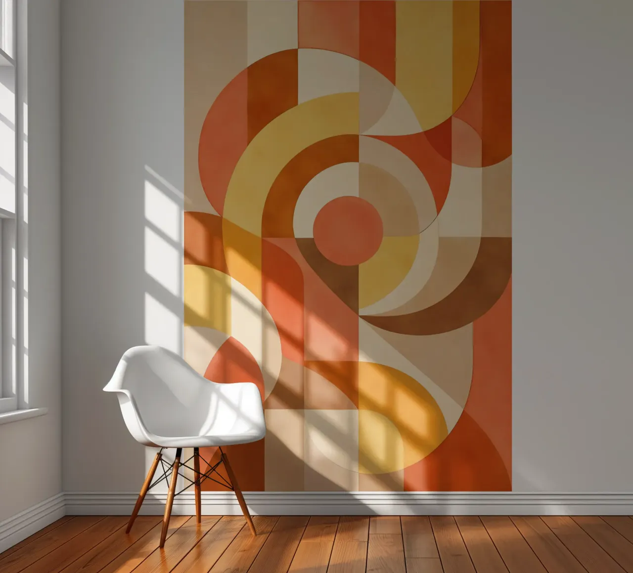 Gedurfde abstracte compositie met cirkelvormige vormen fotobehang van DesignDoodle