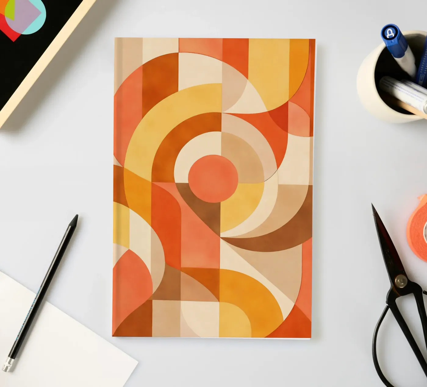 Bold Abstract Composition with Circular Forms notebook by DesignDoodle