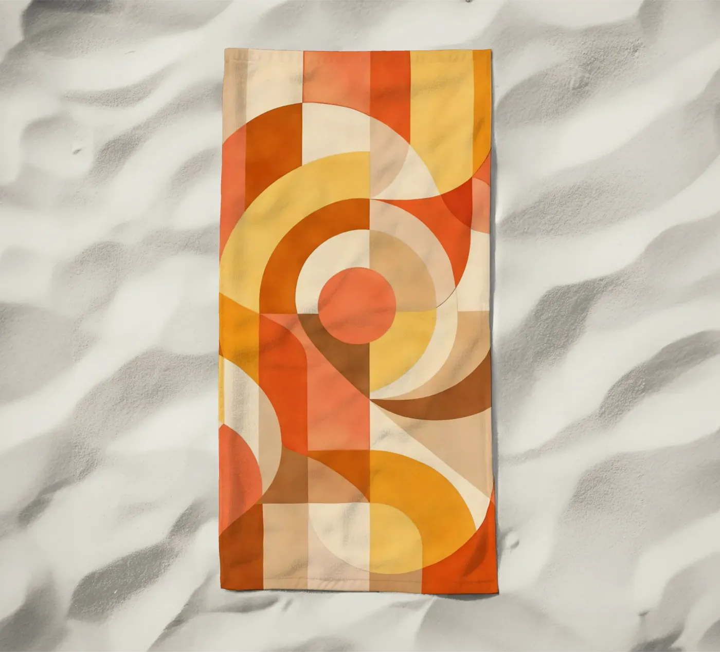 Bold Abstract Composition with Circular Forms beach towel by DesignDoodle