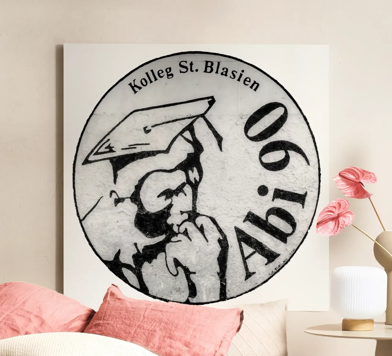 Abilogo 1990 (Original Mauerstruktur) canvas met Baklijst van Kolleg St. Blasien