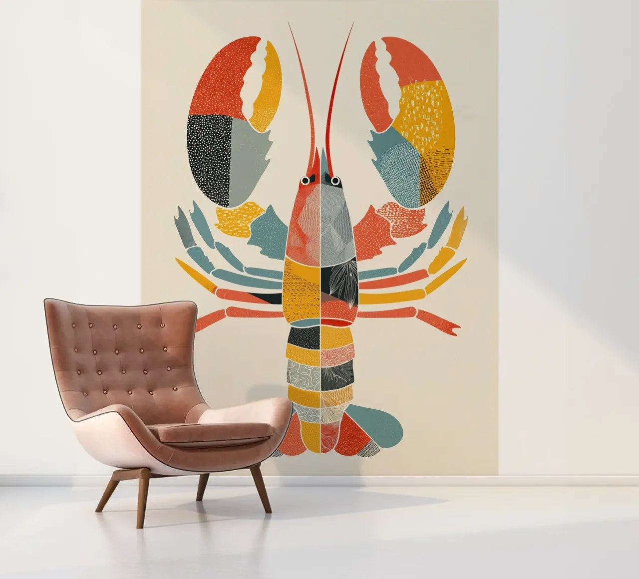 Patterned Lobster fotobehang van Luca