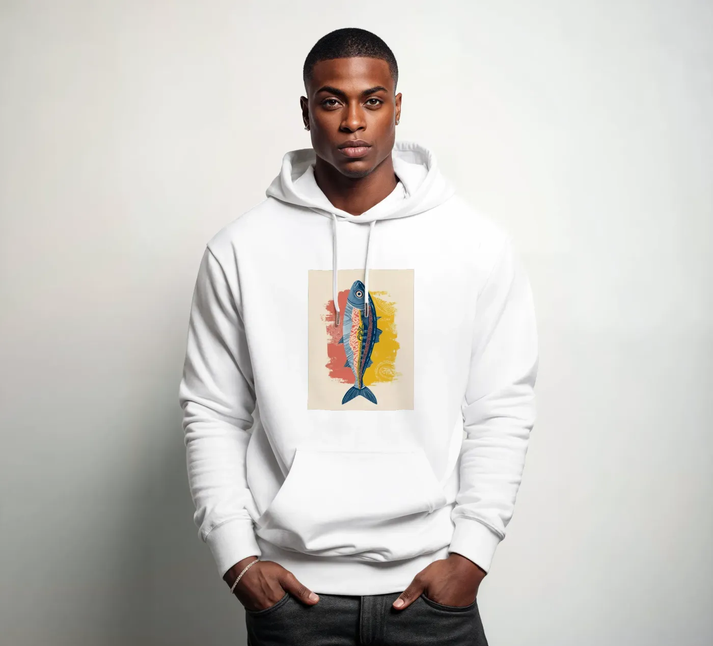 Patterned Fish hoodie by Luca