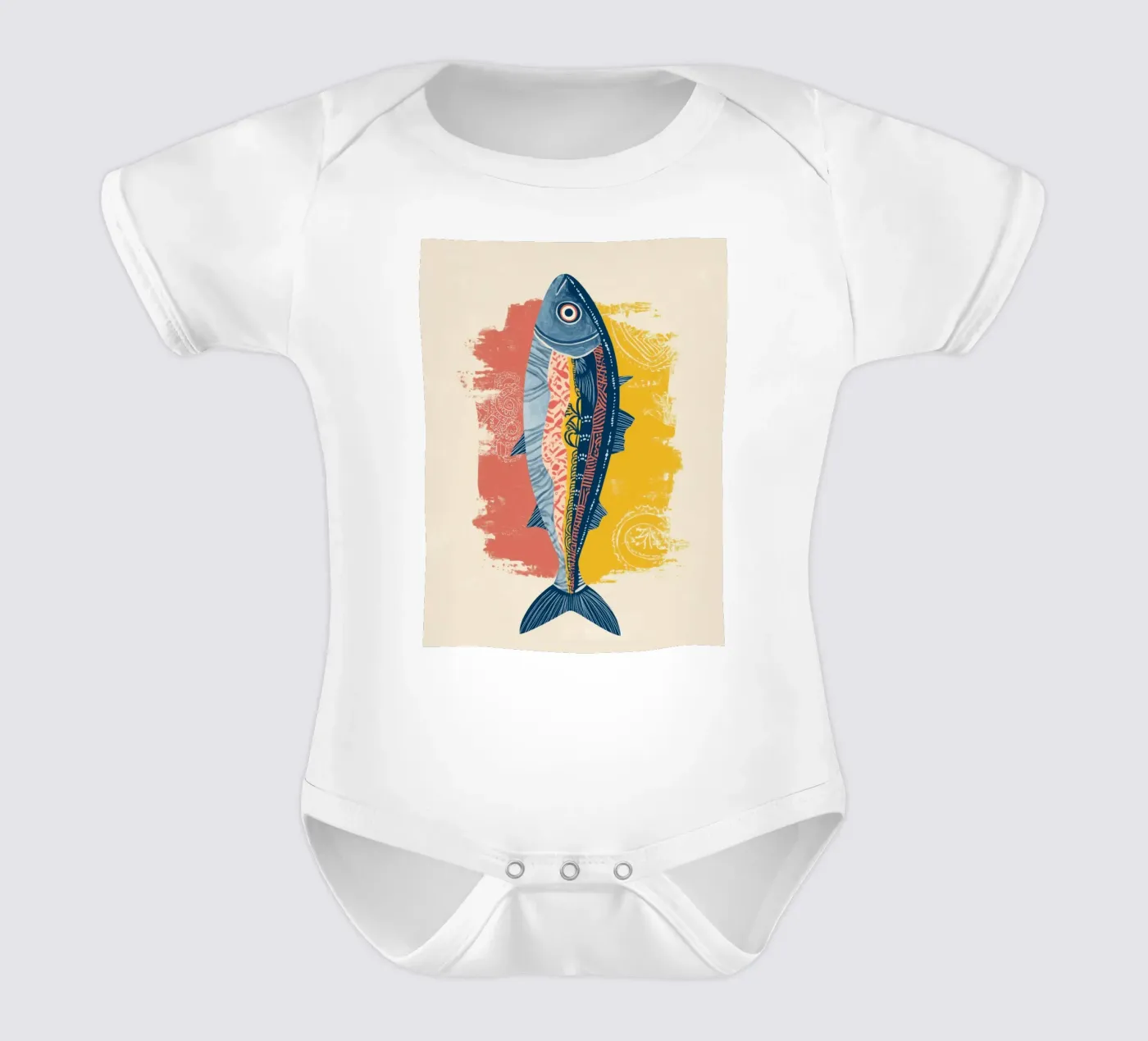 Patterned Fish body neonato maniche corte da Luca