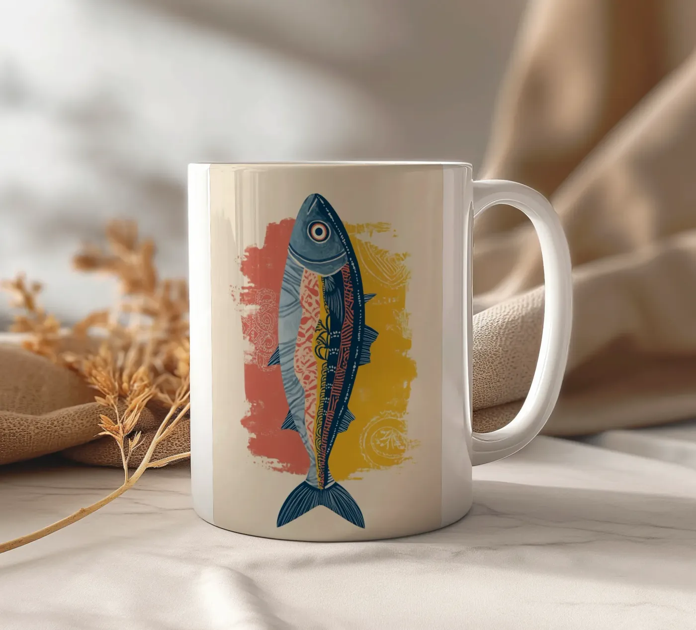 Patterned Fish keramische mok van Luca