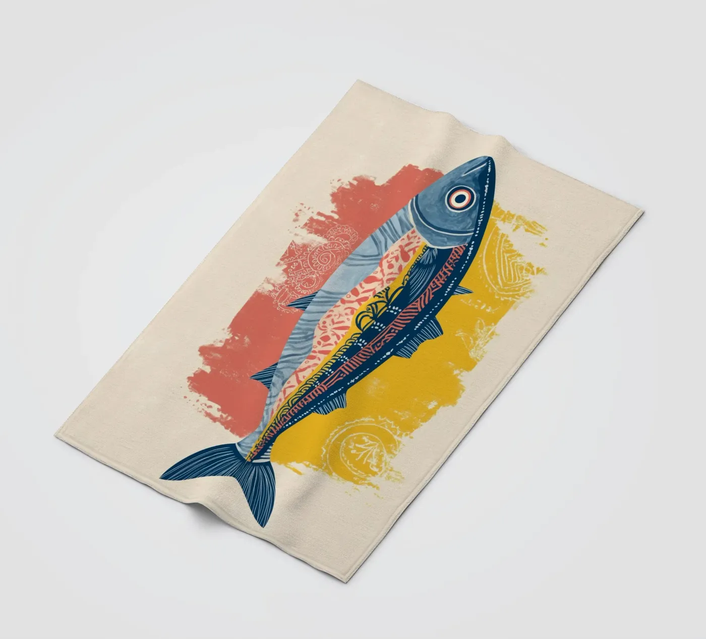 Patterned Fish fleece blanket by Luca