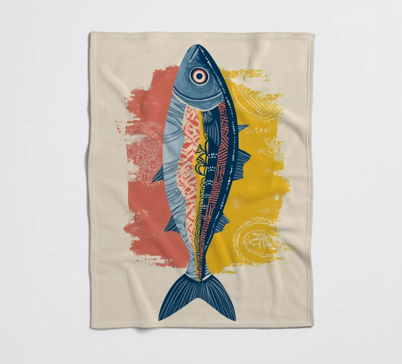 Patterned Fish fleece blanket by Luca