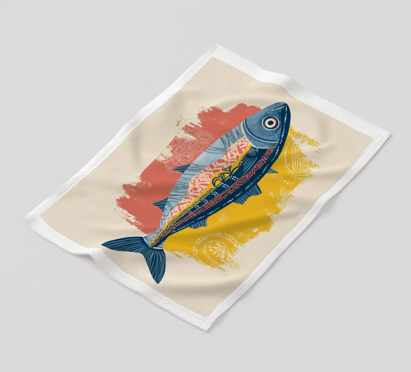Patterned Fish fleece blanket by Luca
