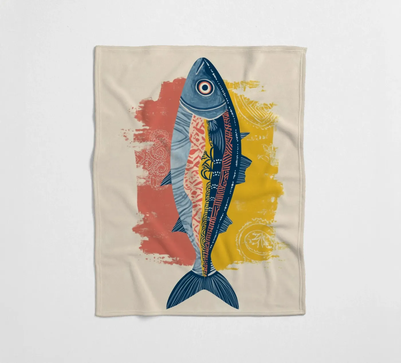 Patterned Fish fleece blanket by Luca