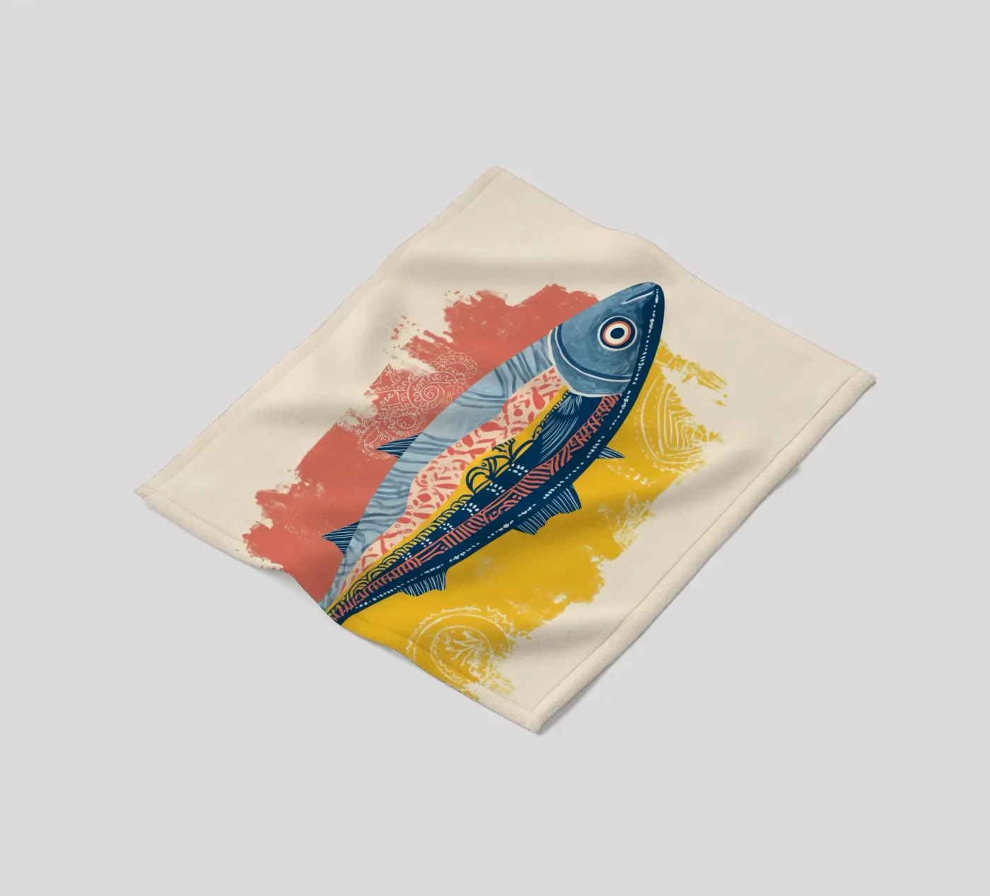 Patterned Fish fleece blanket by Luca