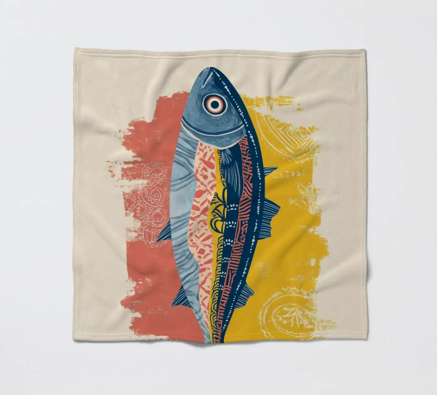 Patterned Fish fleece blanket by Luca