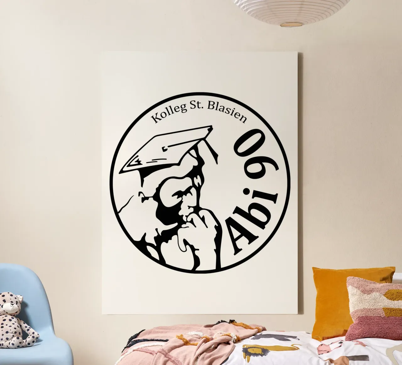 Abilogo 1990 (Linienzeichnung Hintergrund weiss) canvas met Baklijst van Kolleg St. Blasien