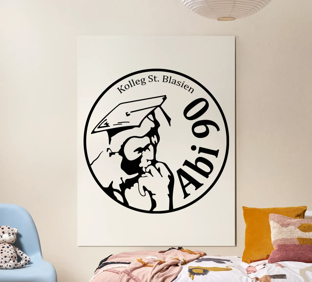 Abilogo 1990 (Linienzeichnung Hintergrund weiss) poster con telaio in plastica da Kolleg St. Blasien