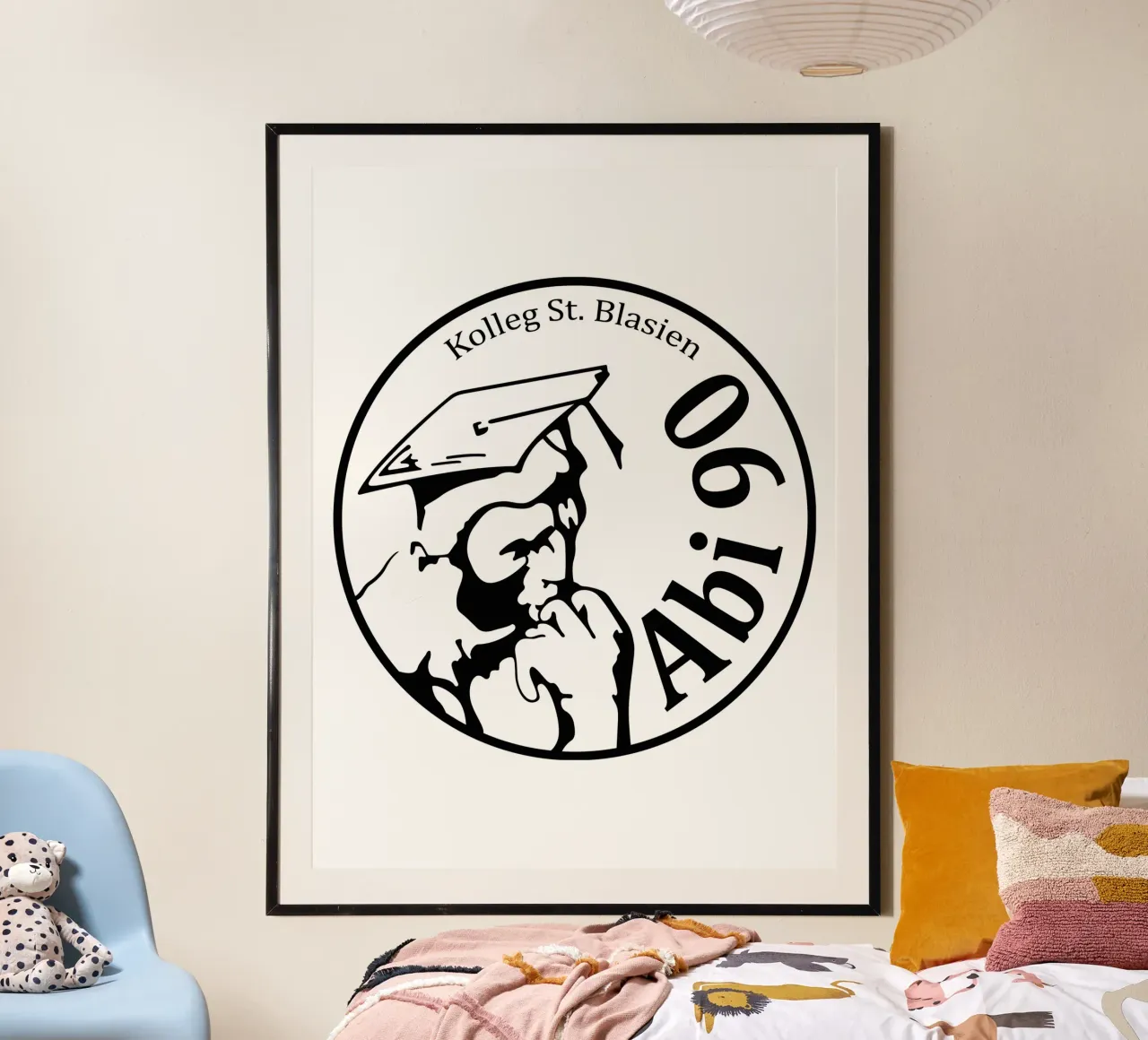 Abilogo 1990 (Linienzeichnung Hintergrund weiss) poster con telaio in plastica da Kolleg St. Blasien