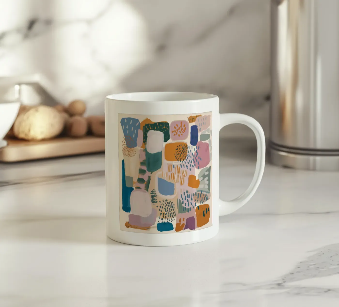 Muted Abstract Forms ceramic mug by Solace Light