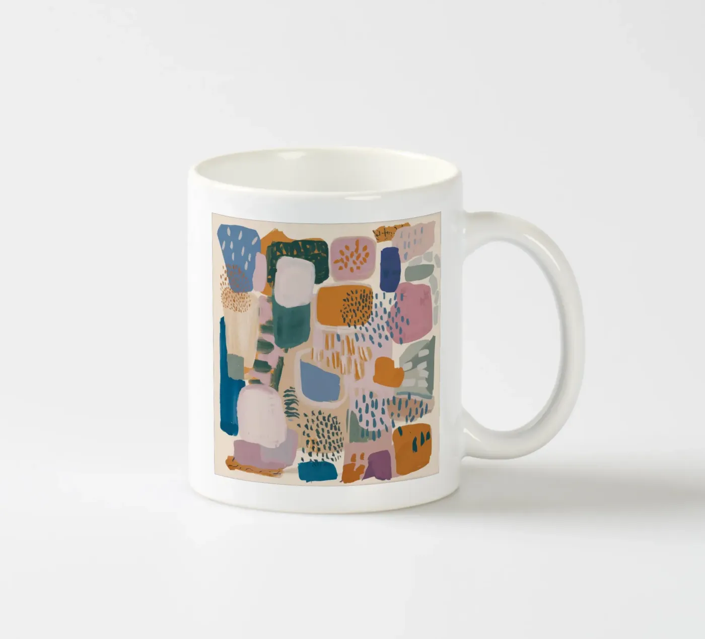 Muted Abstract Forms ceramic mug by Solace Light