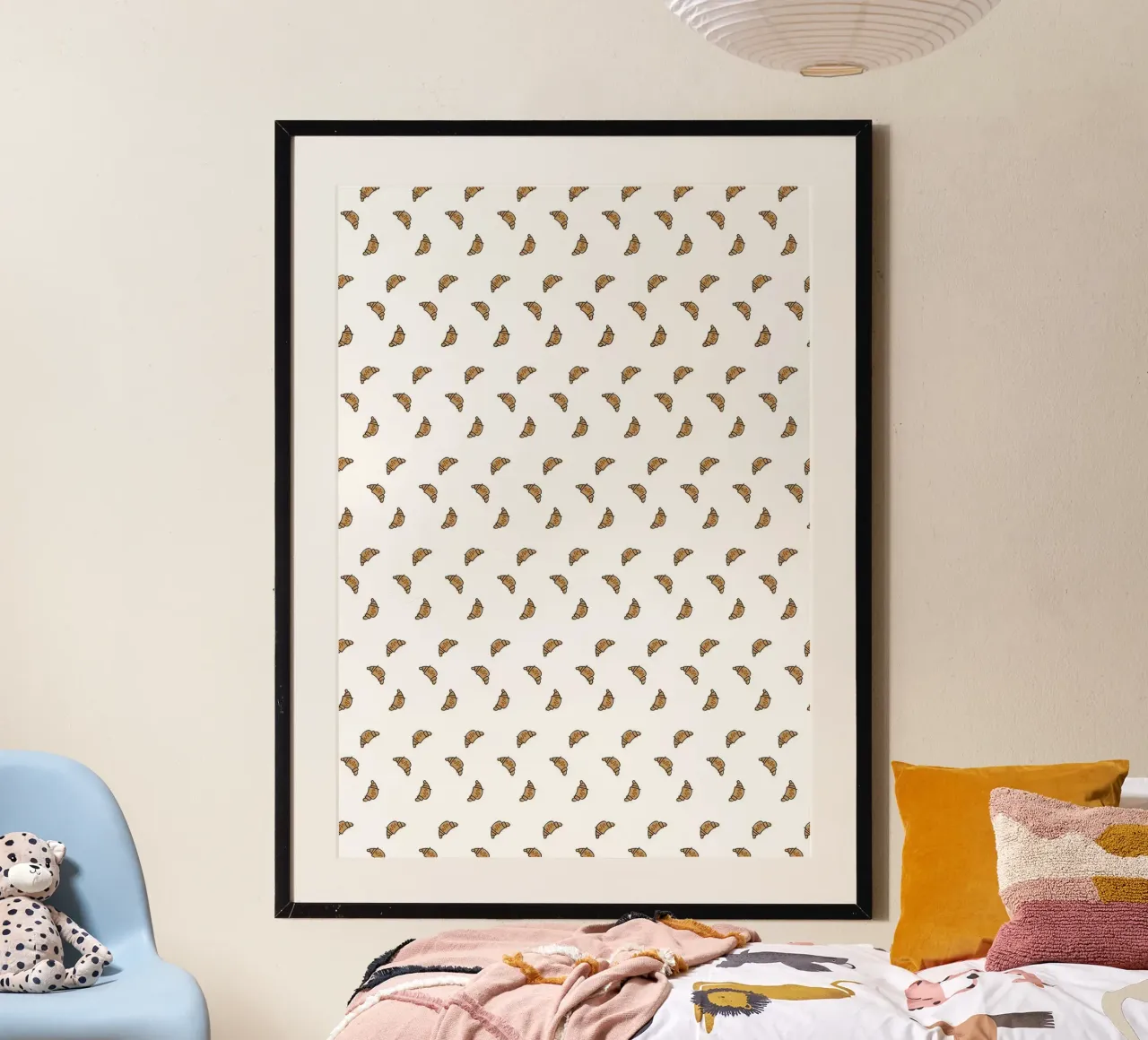 Croissant-Muster poster con telaio in alluminio da Brushmeetspaper