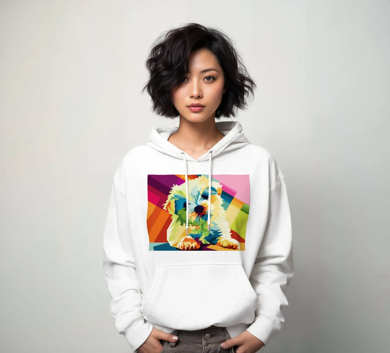 Dog Popart WPAP felpa con cappuccio da SW Artwork