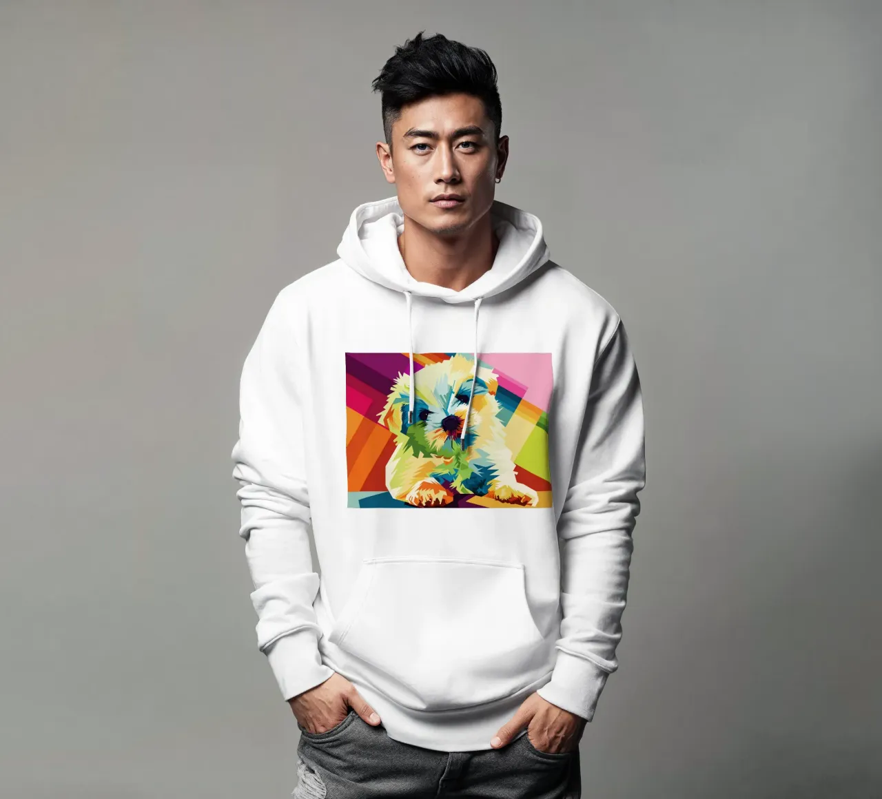 Dog Popart WPAP felpa con cappuccio da SW Artwork