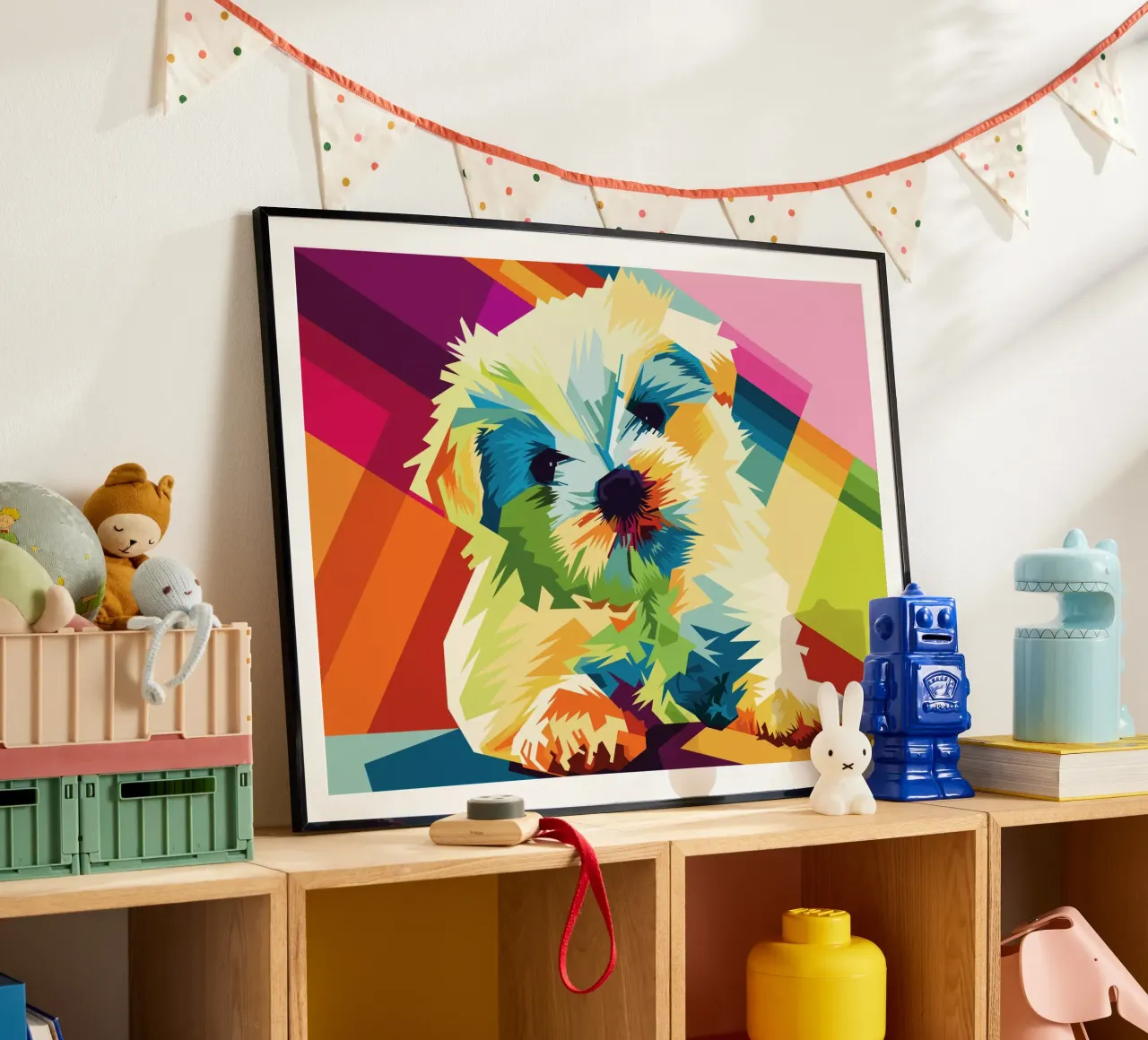 Dog Popart WPAP poster con telaio in alluminio da SW Artwork