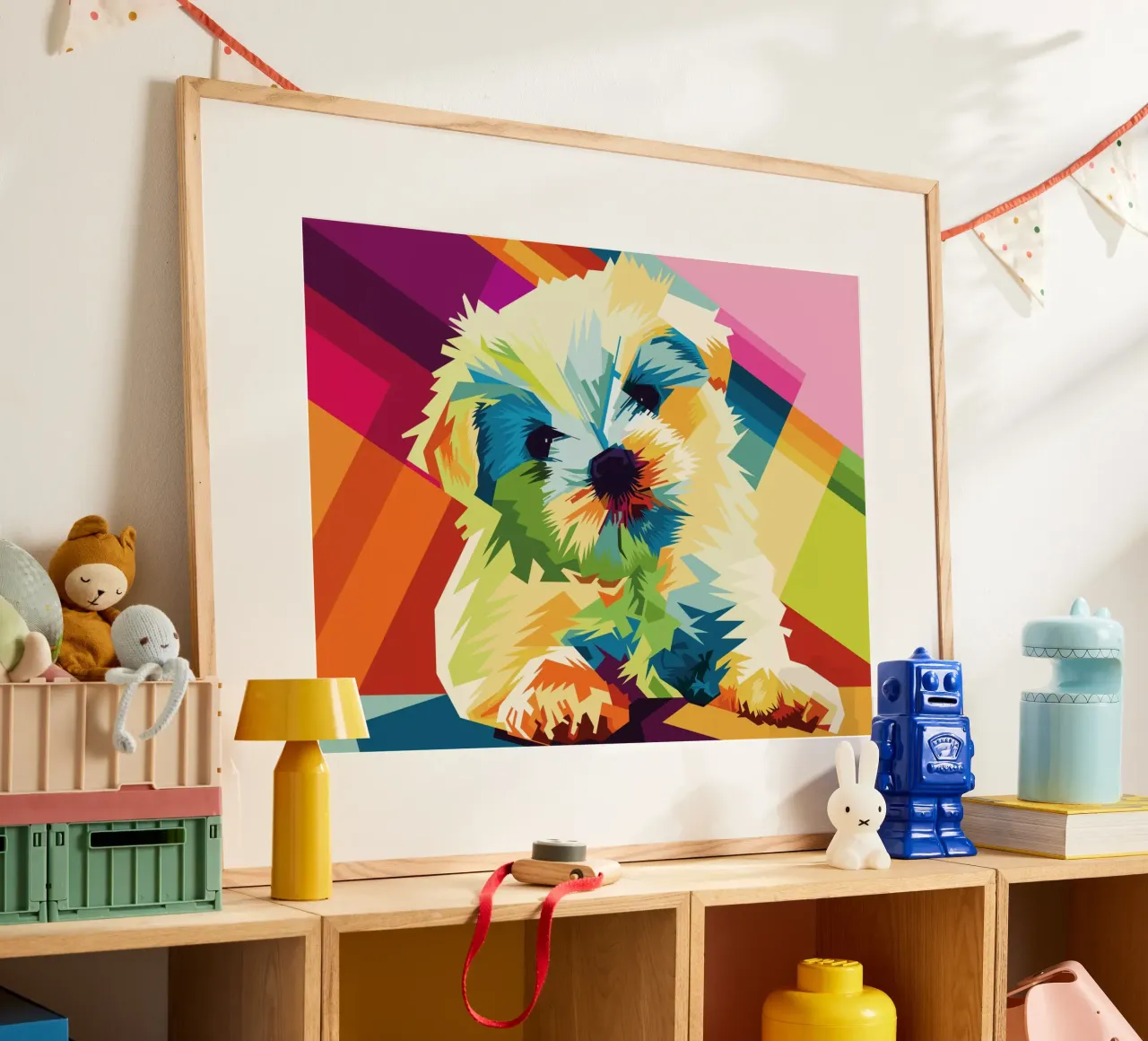 Dog Popart WPAP poster con telaio in alluminio da SW Artwork